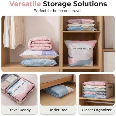 No Pump Vacuum Storage Bags, No Pump Large Vacuum Storage Compression Bags, Thick Airtight Reusable Organizer for Clothes Comforters Travel Moving Closet Storage，5：19.6 * 27.5in - Image 6