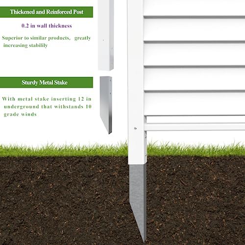 36" W X 45" H Reinforced White Vinyl Privacy Fence, Double Windproof Air Conditioner Fence Trash Can Fence, Louvered Vinyl Screen Panel Kit (2 Panels) - Image 2