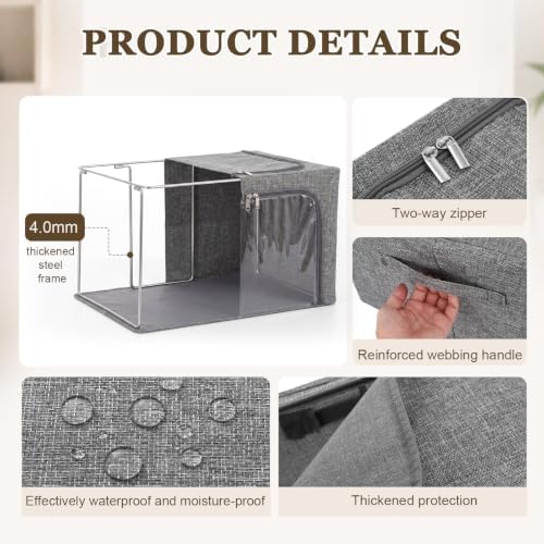 Lewtemi 30L 4 Pack Clothing Storage Bags with Cedar Sachets, Large Sweater Organizer, Breathable Fabric Containers for Clothes, Bedding & Blankets, Closet & Under Bed Storage (Gray,Classic) - Image 3