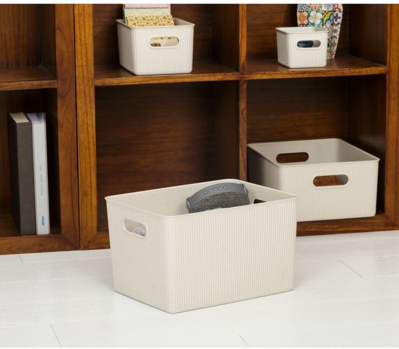 Superio Eco-Friendly Decorative Plastic Basket Open Home Storage Bins Organizer Baskets, X-Large (4 Pack) Container Boxes for Organizing Closet Storage Bins for Shelves Drawer Shelf 22 Liter - Image 5