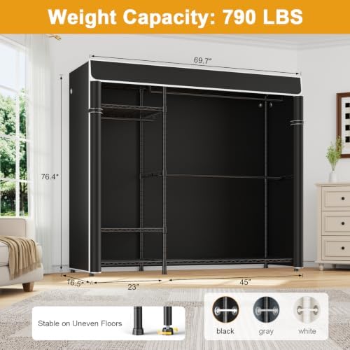 ULIFHOME Clothes Rack with Cover Covered Clothing Racks for Hanging Clothes - Image 4