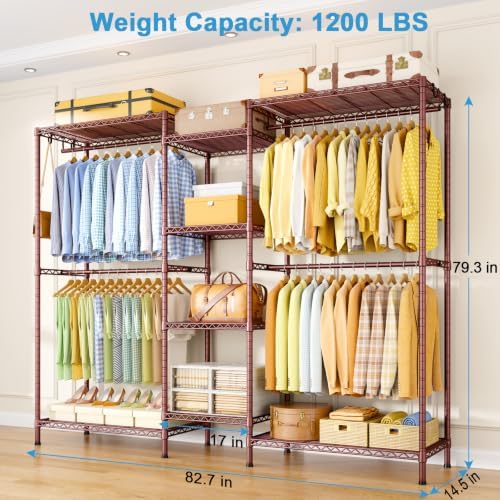 Ulif E4 Plus Heavy Duty Clothes Rack, Bronze Metal Closet Storage System - Image 5