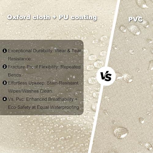 UPGRADE Outdoor Furniture Covers, Custom Size 76"(L) x 56"(W) x 34"(H) Rectangular Patio Table and Chair Waterproof Covers, Heavy Duty 420D, Cream - Image 2