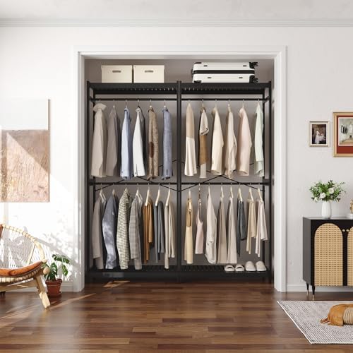 Homykic Bamboo Clothing Rack with Shelves, 33.5” Wide Clothes Rack, 78.8” H - Image 2