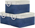 TheWarmHome Organization and Storage Basket for Organizing - X Large 3 Pack 17.7L×13.8W×9.8H in Collapsible Storage Bin for Shelves, Basket for Gifts Empty Toys Organizer Gift (White & Jean Blus) by TheWarmHome