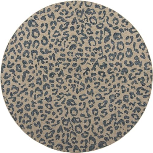 Unique Loom Outdoor Safari Collection Area Rug - Leopard (10' 8" Round Blue/Gray) - Image 3