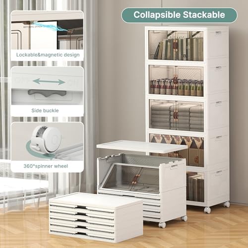 UAMFURI 240QT Lockable Plastic Storage Bins, 5 Pack Collapsible Cabinets - Image 3