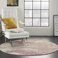 Nourison Celestial Modern Abstract Ivory/Pink 5'3" x Round Area -Rug, Easy -Cleaning, Non Shedding, Bed Room, Living Room, Dining Room, Kitchen (5 Round) by NourisonHome