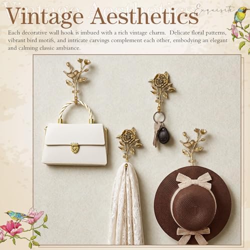 4 Pack Vintage Bird Hooks for Wall Decorative Hooks,5.8 to 6.5 in - Image 5