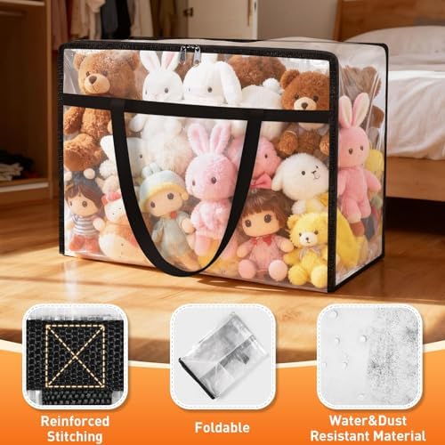 8 Packs 90L Clear Under Bed Storage Containers, Large Clothes Storage Bags - Image 3
