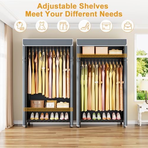 ULIFHOME H5C Clothes Rack with Cover, Covered Clothing Rack Heavy Duty - Image 4