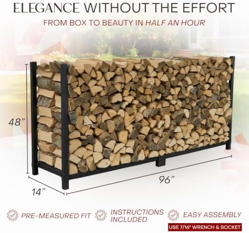 Woodhaven 8-Foot Brown Firewood Rack – Made in USA – 1/2 Cord Raised Lumber Storage Rack – Keeps Wood Dry & Ready – Heavy-Duty Steel, Lifetime Structural Warranty (Without Cover) - Image 4
