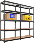 HOMEDANT 35.9" W 5 Tier Heavy Duty Garage Shelving Adjustable Metal Rack Storage Shelves Standing Shelf Unit Organizers Pantry Closet Black 2Pack by TheBestOrganizingSolution