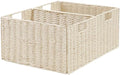 Vagusicc Wicker Storage Basket, Set of 2 Hand-Woven Paper Rope Wicker Basket, Small Storage Baskets for Organizing Toilet Paper Basket, Foldable Large Cube Storage Organizer Bins for Shelves (Beige) by Vagusicc