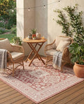 Rugs.com - Outdoor Aztec Rug – 5 Ft Square Rust Red Indoor/Outdoor Rug – Durable Flatweave for Patios, Decks, and Porches by Rugscom