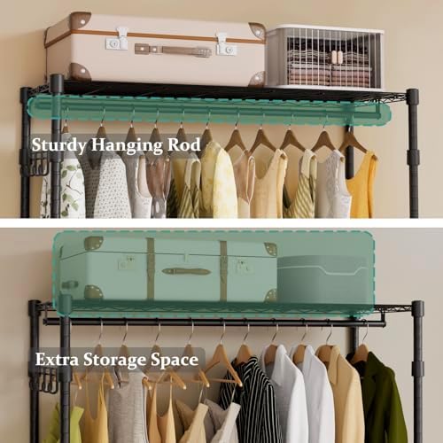 Heavy Duty Rolling Wheels Portable Metal Garment Rack, - Image 5