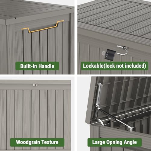Mars Villa Deck Box, Outdoor Storage Box Waterproof, 180 Gallon, Grey - Image 5