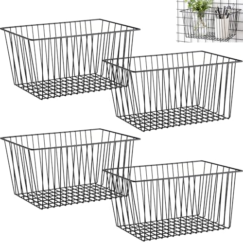 4pcs Hanging Wire Basket Set with S Hooks,10.8''x7.8''x5.6'' by Acellegic