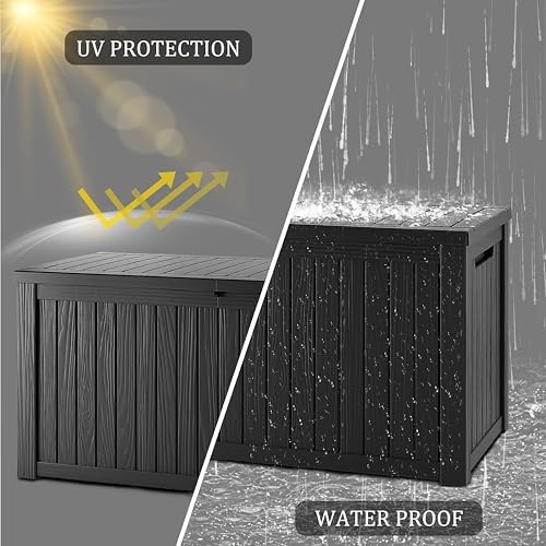 270 Gallon Resin Deck Box Waterproof Outdoor Storage Box for Patio Furniture Pool Accessories Indoor Storage for Cushion Garden Tools, Black - Image 4