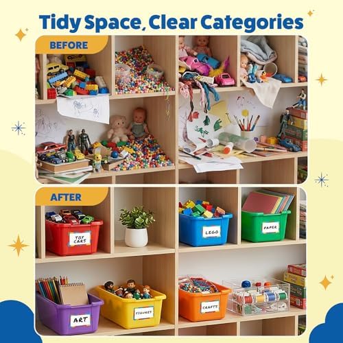 GAMENOTE 6 Quart Plastic Storage Bins Without Lids,12 Pack, Colorful - Image 5