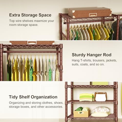 Ulif E1 Heavy Duty Closet Garment Rack, 6 Tiers Adjustable Clothes Rack - Image 5