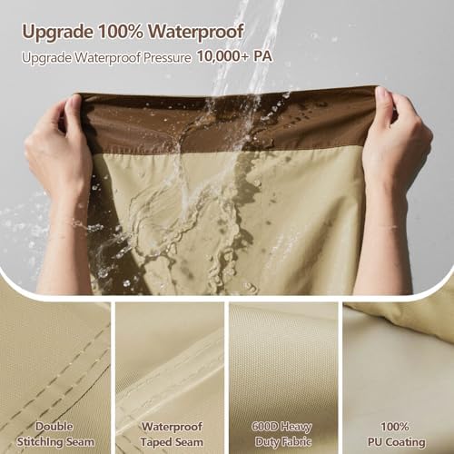 RICHIE Outdoor Patio Furniture Cover - Heavy Duty Waterproof 600D Tough Canvas Protector for Square Table Cover, All-Season Dining Table and Chair Cover (94L x 94W x 28H Inch) - Image 5