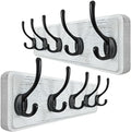 WEBI Coat Rack Wall Mounted,Coat Hooks Wall Mount,16" Hole to Hole,Large Coat Hanger Wall,5 Hooks for Hanging Coats,Hats,Jacket,Clothes,Entryway,Black/White,2 Packs by WEBI