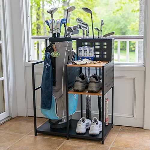 Teal Triangle Golf Storage Organizer, Heavy Duty Garage Freestanding Storage, Holds Golf Clubs, Bags, Golf Accessories, Golf Gifts for Men by TealTriangle
