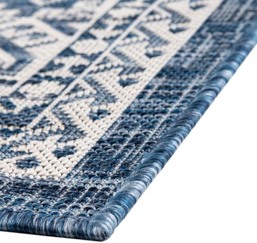 Rugs.com - Outdoor Aztec Rug – 10 Ft Square Blue Indoor/Outdoor Rug – Weather Resistant, Washable, Perfect for Patios and Decks - Image 4