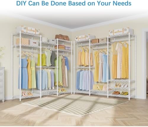 VIPEK V5i Garment Rack Bedroom Armoires Freestanding Closet Organizer, Portable Wardrobe Closet Heavy Duty Clothing Rack with 8 Adjustable Shelves& 4 Hang Rods, 56.7" Lx15.7 Wx76.4 H, White (Medium) - Image 2