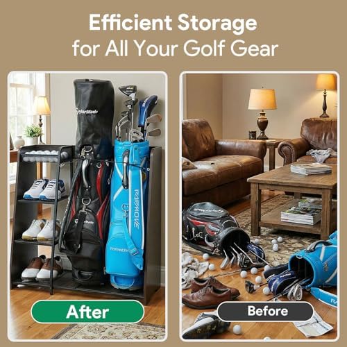 Golf Bag Storage Organizer for Garage Holds 2 Golf Bags - Image 4