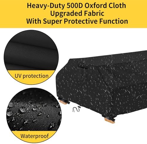 AKEfit Waterproof Picnic Table Covers 6FT Heavy Duty Oxford Cloth Wind Dust Proof Anti-UV Outdoor Indoor Patio Picnic Table Bench Cover 70/72 Inch,Black - Image 3