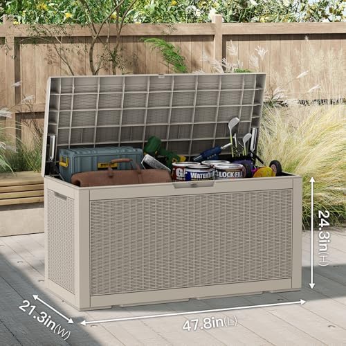 Mars Villa Deck Box, Outdoor Storage Box Waterproof, 100 Gallon, Grey - Image 2