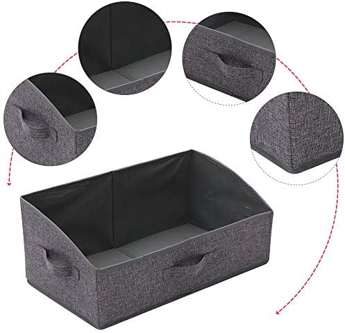TENABORT 5 Pack Trapezoid Large Foldable Closet Storage Bins with Handle, Fabric Storage Organizer Cube Cloth Containers Linen Box Shelf Baskets for Clothes Clothing Shelves Wardrobe - Image 3