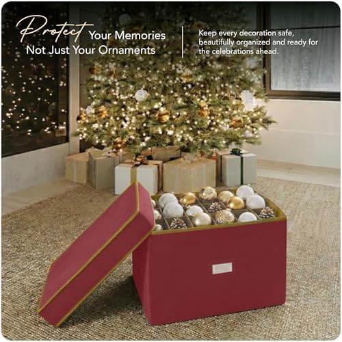 Covermates Adjustable Ornament Storage Box, 19.25" W x 13" D x 12.5" H, Red - Image 2