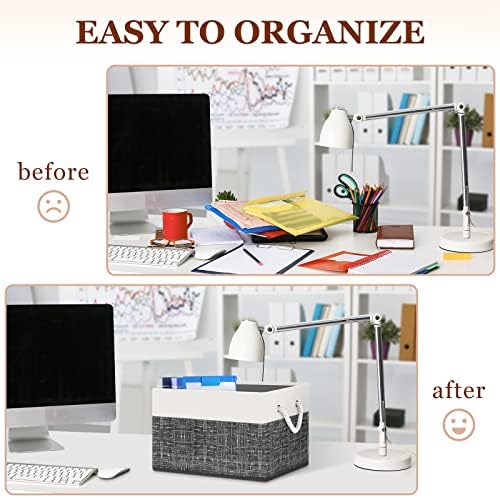 StorageTastic Storage Bin,Collapsible Storage Basket For Organizing,Large Storage Boxes With Rope Handles,Storage Containers,White & Black,6 Pack - Image 5