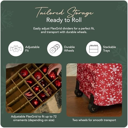 Covermates Rolling Adjustable Ornament Storage Bag, 19.25"W x 13"D x 18.5"H - Image 5