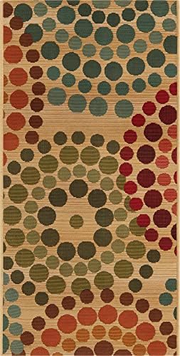 Unique Loom Outdoor Modern Collection Area Rug - Spark (2' x 4' 1" Runner, Beige/ Burgundy) - Image 3