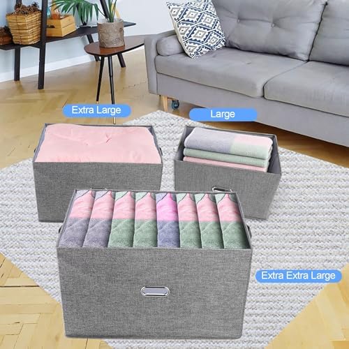Large Linen Fabric Foldable Storage Bins with Removable Lid and Handles, Washable Storage Box Organizer Containers Baskets Cube with Cover for Bedroom,Office(Red, XXL(2-Pack)) - Image 4