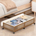 2 Pack Large Bamboo Under Bed Storage Containers with Wheels, Brown by MHXWSXPN