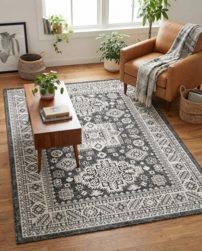 Rugs.com - Outdoor Aztec Rug – 4' 1 x 6' 1 Charcoal Gray Indoor/Outdoor Rug – Weather Resistant for Patios, Decks, and Porches - Image 5