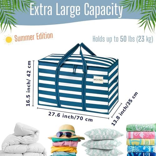 VENO 10 Pack Heavy Duty Moving Bags, Extra Large Storage Bags with Reinforced Handles & Strong Zippers, Foldable & Reusable Moving Box Alternative for Clothes & Dorm Storage - Image 2