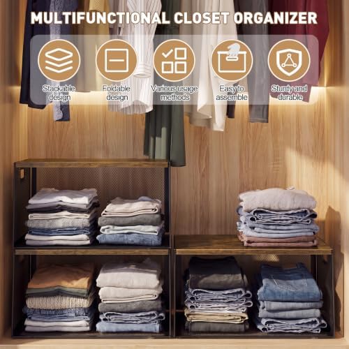 AceOrbit 3 Pcs Stackable Closet Storage Bins 15.6"x12"x8.7" Deep - Image 3