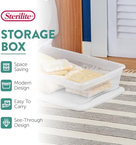 Sterilite 12-Pack 41 Quart Storage Box, Stackable Clear Plastic Bins with Snap-On Lids - Heavy-Duty Organizing Containers for Closet, Bathroom, and Office - Image 2