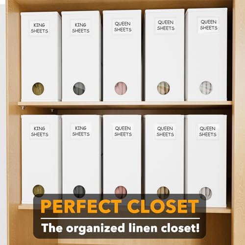 SpaceAid 10 Pack Bed Sheet Organizers and Storage, Foldable Sheet Organizer for Linen Closet, Sheets Set Folder Keeper with Window XL (Queen & King Size) Organizing Bedding Container, White - Image 5