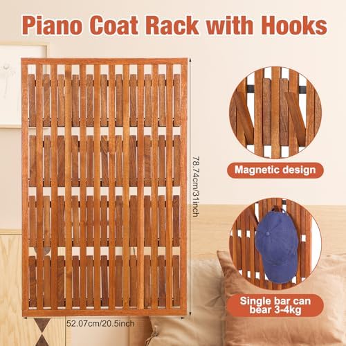 Weysat Piano Coat Rack with 51 Hooks 31 x 20.5'' Large Coat Rack Wall Mount - Image 2