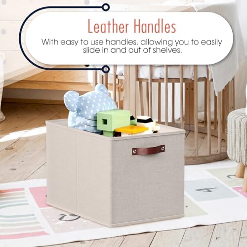 Ornavo Home 13x15x13 Foldable Fabric Storage Cube Bins, 6 Pack, Beige - Image 4