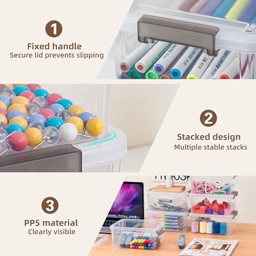 8Packs 3.2Qt Small Clear Storage Bins with Lids, Plastic (Pack of 2) - Image 3