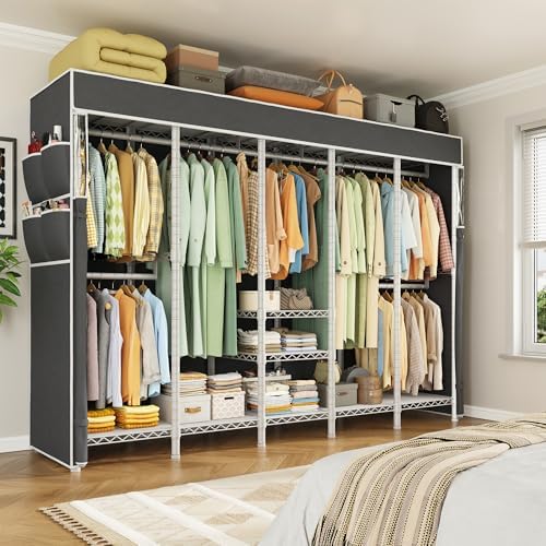 Raybee Clothes Rack with Cover, Portable Closet 1200LBS Adjustable Shelves - Image 4