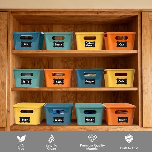 Tiawudi 12 Pack 4.5L Storage Bins with Lids, Plastic Storage Baskets for Home Classroom Organization, Multi-Use Organizer Bins for Cabinet, Pantry, Drawer, Countertop or Shelves, Colorful Containers - Image 4